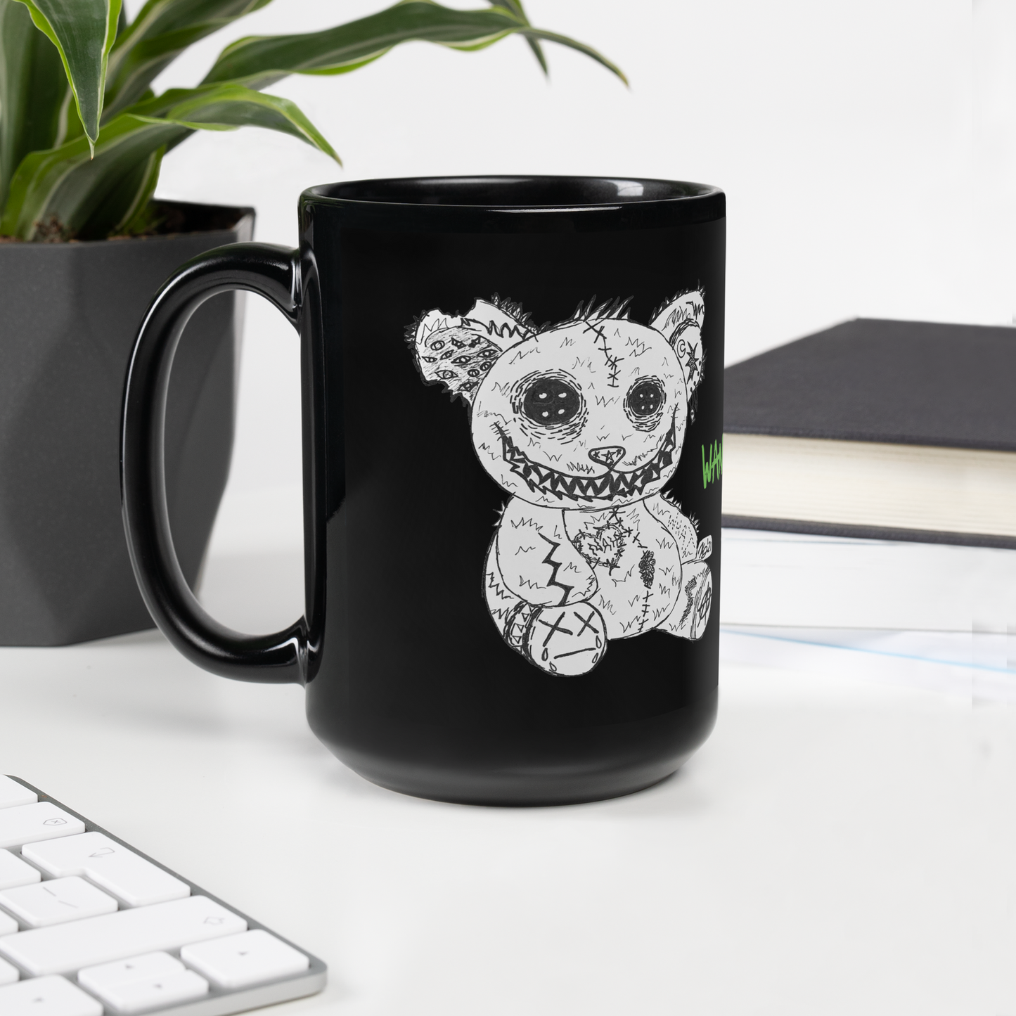 Playtime Teddy Black Glossy Mug