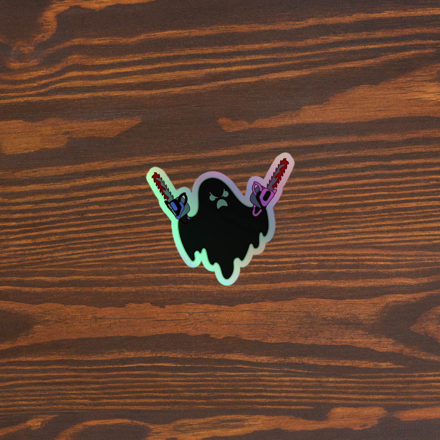 Chainsaw Ghost Holographic Sticker