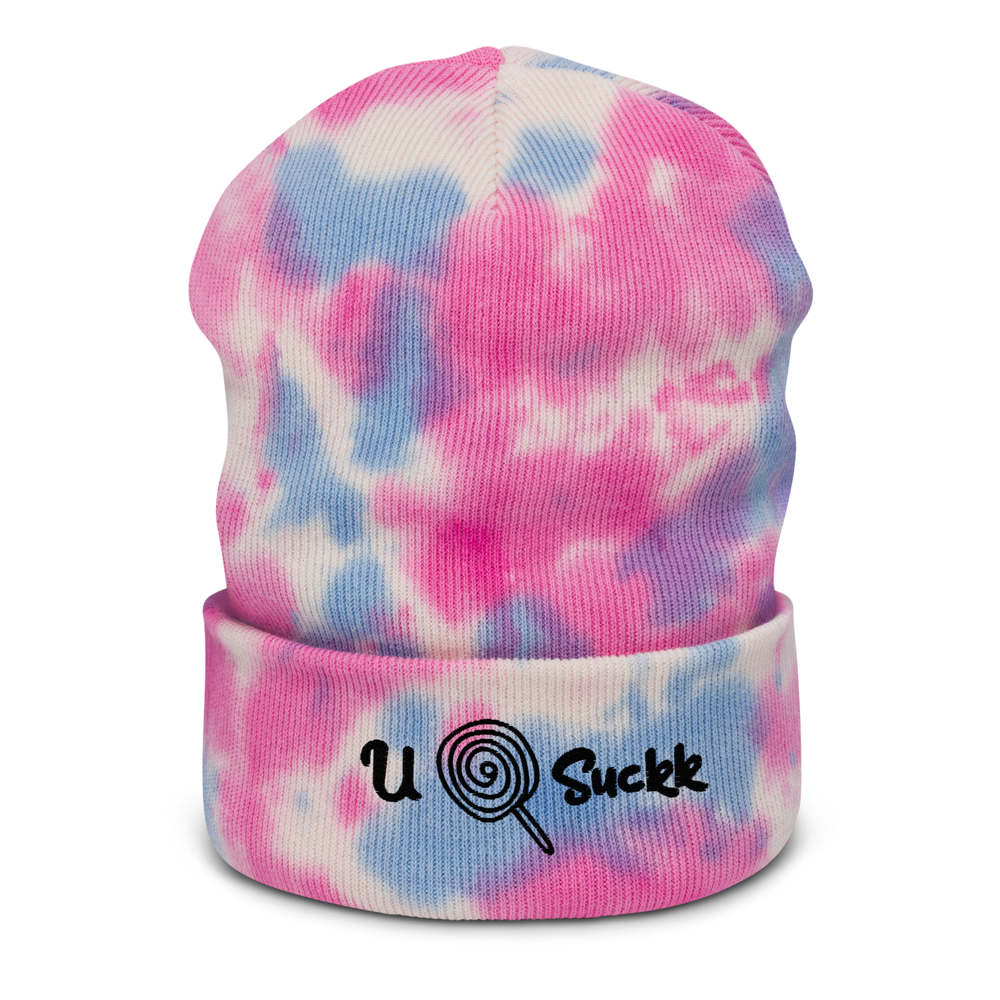 U Suckk Pink Tie-dye beanie