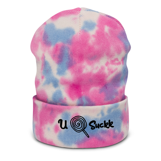 U Suckk Pink Tie-dye beanie